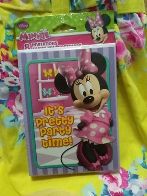DISNEY MINNIE MOUSE 8 SOBRES INVITACIONES FIESTA POSTALES AGRADECIMIENTO (juego 24ct) Foto 1 de 2