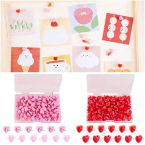 100PCS Photo Pins Push Pin Pink Red Thumb Tacks Thumbtack Bulletin Boards - Picture 1 of 15