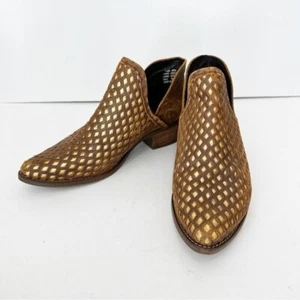 MUSSE & CLOUD Anthro Tan Netflix Perforated Leather Bootie Size 7 Festival Boho - Picture 1 of 8