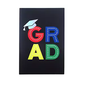Graduation Card "GRAD!" Hallmark Silver Foil Highschool College Medical - Picture 1 of 5