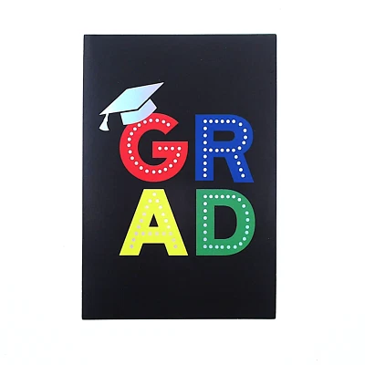 Tarjeta de graduación "¡GRADO!" Hallmark lámina de plata escuela secundaria universidad médica Foto 1 de 4