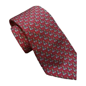 VINEYARD VINES Reindeer Igloo Print Red Christmas Winter Silk Neck Tie 60x3.75" - Picture 1 of 5