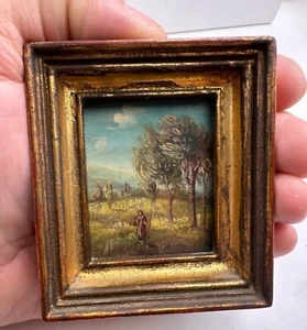 Tableau miniature huile sur panneau signé - Bild 1 von 8