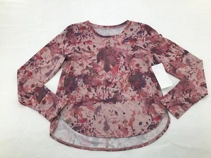 NWT Zella Girls Curved Hem Long Sleeve T Shirt Splatter Print Size M (8/10) - Picture 1 of 3