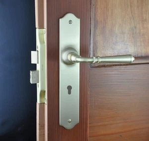FRENCH DOOR SET-TRADCO "REIMS" LEVERS-NINE FINISH + JACKSONS REBATED LOCK COMBO - Picture 1 of 16