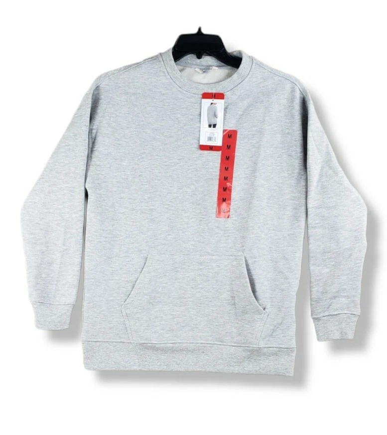 Danskin Ladies' Oversized Crewneck with Pocket (LIGHT GREY MEDIUM)