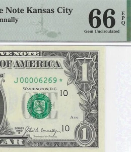 1969B $1 KANSAS CITY * STAR * ⭐️ FRN. PMG GEM Uncirculated 66 EPQ. LOW # 6269 - Picture 1 of 3