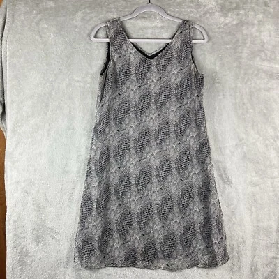 Robbie Bee Dress 8 Slinky Sheath Gray Snake Print Silk Knee length  90s Y2K Rock - Image 1 of 4