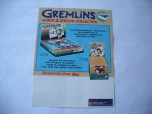 1984 TOPPS GREMLINS MOVIE ALBUM & STICKERS DEALER ADVERTISING SELL SHEET - Picture 1 of 3