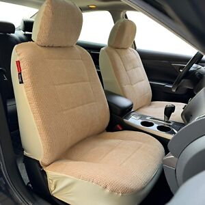 For Ford F250 F350 F450 2011-ON Car Seat Covers Front Set Beige Corduroy 2PCS
