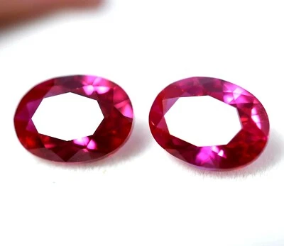 2.90 Ct  Natural Red Ruby Pair For Jewelry GGL Certified (7 x 5 mm) Treated Gems - Image 1 of 4