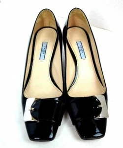 PRADA MILANO SCHWARZE LACK ECHTLEDER SCHUHE GR. 10 / 40 - Bild 1 von 10