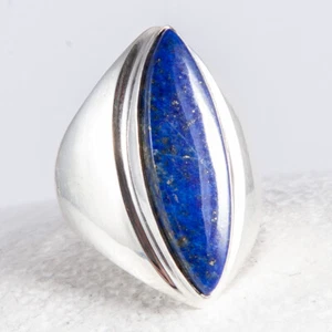 Silberring, Ring, 925 Sterlingsilber, Lapislazuli, groß, massiv, Marquise, Gr 61 - Bild 1 von 4