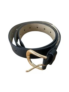 Women’s Black Belt W Gold Buckle Size L Large - Picture 1 of 4