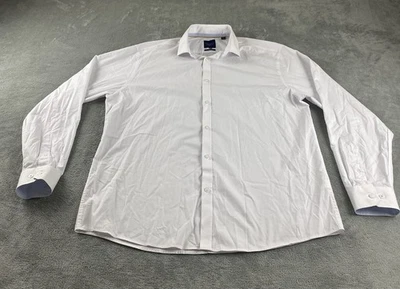 Camisa blanca con botones Steel & Jelly para hombre talla 17 manga larga ropa de trabajo informal C43 Foto 1 de 4