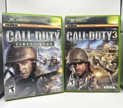 Call of Duty 3 & Finest Hour Games Lot Bundle Microsoft XBOX CIB Complete Manual - Image 1 of 4