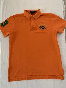Polo Ralph Lauren Shirt Mens Large Orange Triple Pony Stampede Logo 3 Mesh Polo - Picture 1 of 7