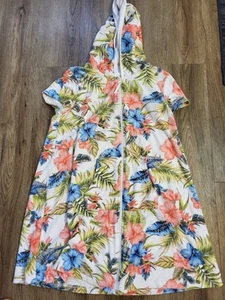 NWT Wonder Nation Girl Swim Suit Cover up Front zip Hooded Terry Floral  sz XL - Picture 1 of 4