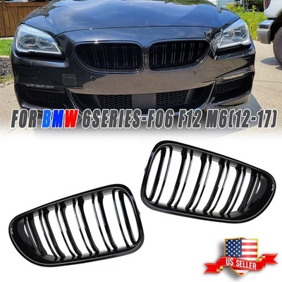 Glossy Black Front Kidney Grille Fits BMW F06 640i 650i M6 Gran Coupe 2012-2016 - Image 1 of 4