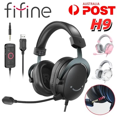 FIFINE Wired Headset H9 Gaming Headphones Noise Cancelling Stereo Bass 3.5MM Mic - Image 1 of 4