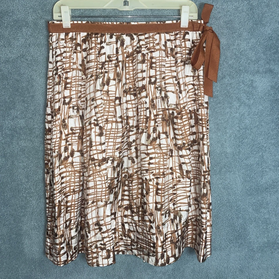 Carol Little Silk Skirt Womens Size 10 Boho Earthy Artisan Retro Abstract Career - Image 1 of 4