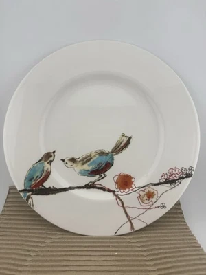 Set of 4 Lenox Chirp Bone China Salad Luncheon Plates Birds Flowers 9.25 in - Image 1 of 4