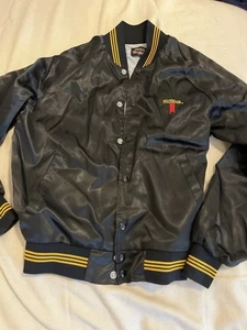 Vintage Amheuser Busch/Michelob Men’s Satin Bomber Jacket SZ M Black & Gold - Picture 1 of 12
