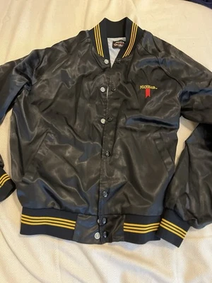 Vintage Amheuser Busch/Michelob Men’s Satin Bomber Jacket SZ M Black & Gold - Image 1 of 4