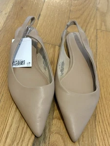 H&M Pointed Tan Nude Beige Material Size 9 Singback Flats New With Tags Women - Picture 1 of 6