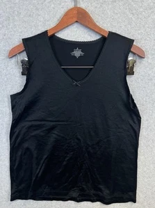 Cuddl Duds schwarzes ärmelloses Thermo Tank Top Spitzenbesatz Schleife Gr. M Camisole - Bild 1 von 6