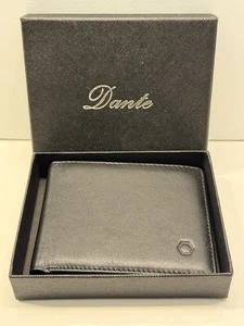 NEU Dante RFID-Block Kunstleder Doppelfaltung Herren Geldbörse in Box schwarz Geschenk Geschenk - Bild 1 von 8