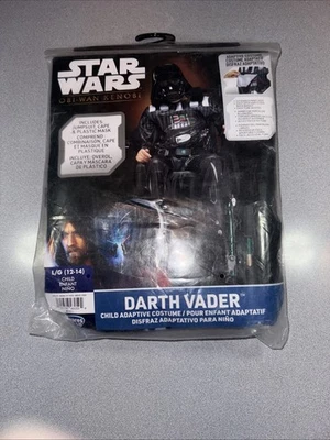 Star Wars Darth Vader Child Adaptive Costume L/G 12–14 Mask & Cape New - Image 1 of 4