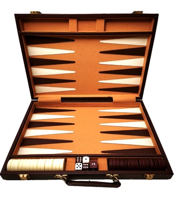 Backgammon im Koffer - Kunstleder - für 2 Spieler - Bild 1 von 4