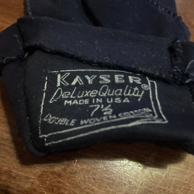 Guantes para mujer vintage talla 7 1/2 azul marino de Kayser, algodón tejido doble Foto 1 de 2