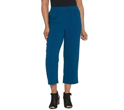 Calça cropped Linea by Louis Dell'Olio gaze crepe regular azul escuro grande - Imagem 1 de 3