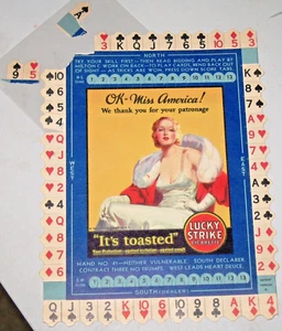 Vintage Lucky Strike Tobacco Bridge Card Game by Milton Miss America #41 damaged - Bild 1 von 2
