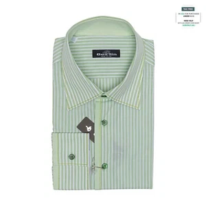 690$ LUXURY GERLIN Shirt Striped Green T.Mason Cotton 16 - 41 1R ZILLI - Picture 1 of 3