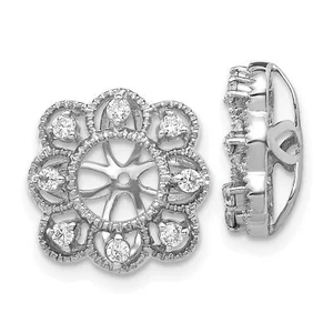 10k White Gold .24ct Diamond Fancy Traditional Earring Jackets UpTo 4.4mm Studs - Picture 1 of 6