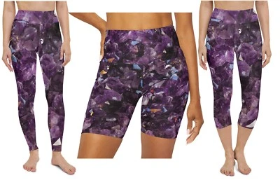 Calça de ioga ametista roxa leggings shorts de ioga cristal leggings capri ametista - Imagem 1 de 4