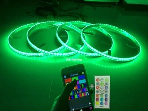 4x15.5" IP68 Adjustable RGB Color Change Remote Bluetooth LED Wheel Rings Lights - Bild 1 von 13