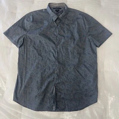 Camisa John Varvatos EE. UU. Para Hombre 2XL Lujo Azul Floral Manga Corta Abotonada. Foto 1 de 4