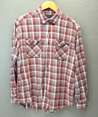 Camisa de Franela Gloria Desteñida Cowboycore Para Hombres L Roja Cuadros Grunge Leñador De Colección Foto 1 de 4