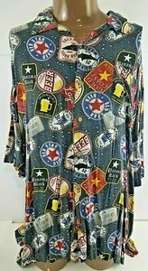 George Herren 3 XL 54-56 Freizeit Kurzarm Button Down Hemd Bier Logos - Bild 1 von 7
