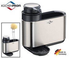 ORGANIZER INOX X LAVELLO PORTA SPAZZOLINI E SPUGNE CON DISPENSER SAPONE LIQUIDO