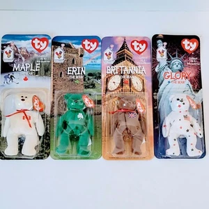 1999 Ty Beanie Babies NWT Lot of 4 Britannia Glory Erin Maple The Bear McDonalds - Picture 1 of 3
