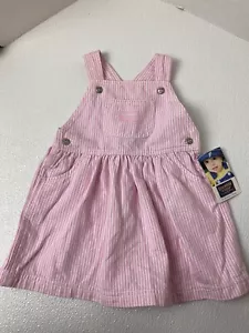 Vestido Saltador Vintage Oshkosh B'Gosh Girl Rosa Blanco a Rayas 24M Reedición - Imagen 1 de 5
