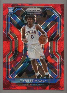 2020-21 Panini Prizm Basketball Red Ice #256 Tyrese Maxey Rookie Card