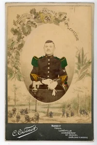 PHOTO cabinet Odinot, un militaire du 20 ème bataillon de chasseurs hand tinted - Picture 1 of 2