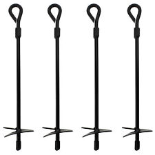 Bisupply Ground Anchors 15 Inch - 4pk Black Shed Anchor Kit Greenhouse Tie Do...