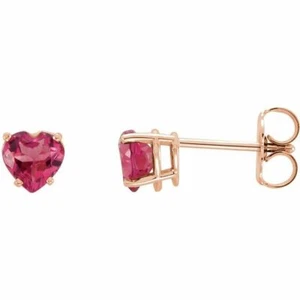 Rosa Turmalin Herz Ohrringe in 14 Karat Roségold - Bild 1 von 2